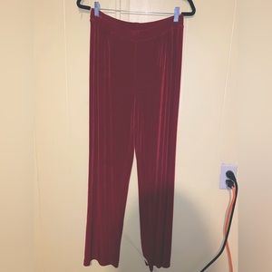 Silky red flow pants